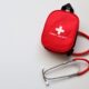 Kit di primo soccorso accanto a un cane